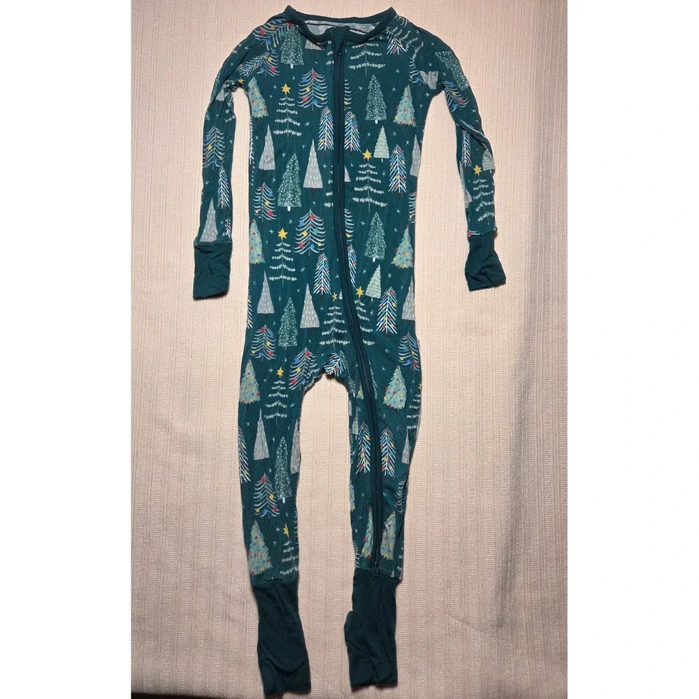 Little Sleepies Green Twinkling Trees Bamboo Zippy 3T Holiday Unisex Christmas